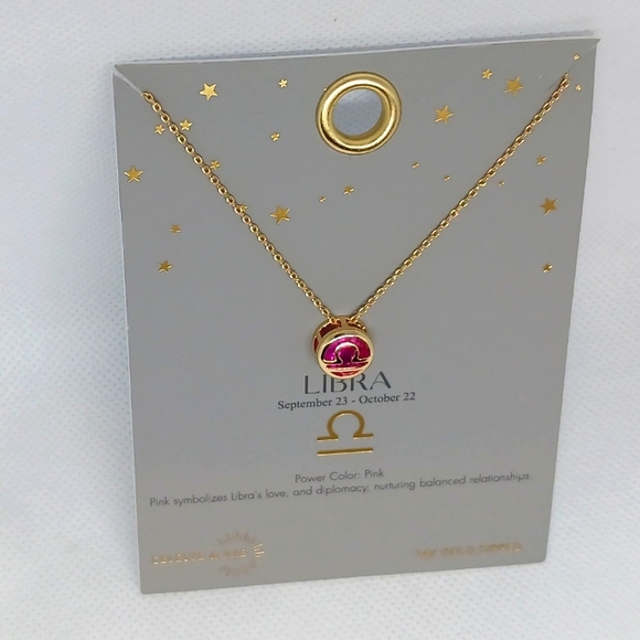 ♎️NWT 14tt GOLD DIPPED LIBRA NECKLACE♎️ - Picture 2 of 5